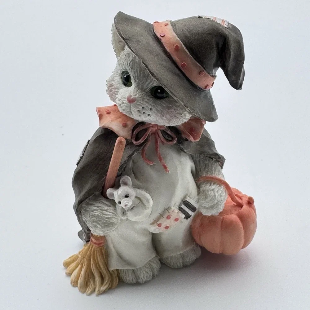 VTG Calico Kittens Bewitched With Friendship Priscilla H Halloween Witch Pumpkin